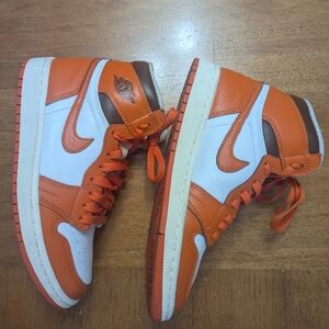 Wms 7.5, Nike Air Jordan 1 Retro High OG Inspired - Starfish Orange/White/Brown